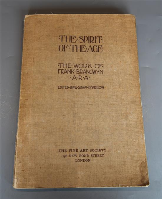 Sparrow, Walter Shaw - The Spirit of the Age: The Work of Frank Brangwyn, folio, linen back wrapper, stained, discoloured and